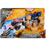 Monster Jam 1:64  Marvel Spiderman - Sandman City Battle Playset