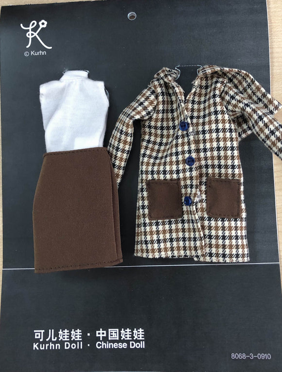 Kurhn Studio Series -  Kurhn Brown Stripe Coat with Brown Blouse