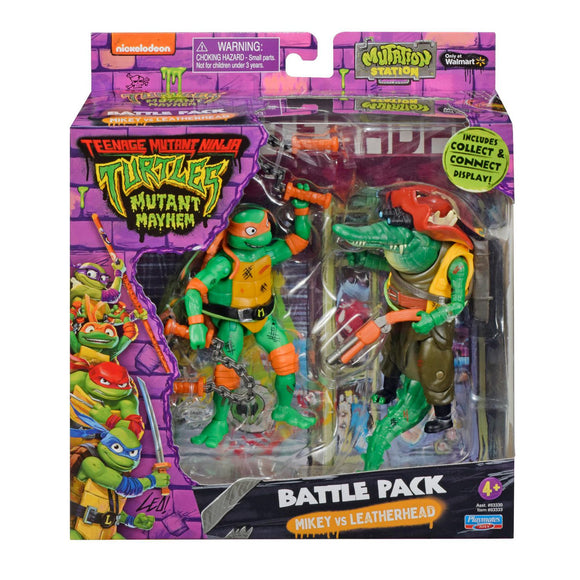 Teenage Mutant Ninja Turtles TMNT Mutant Mayhem Battle Pack - Mikey vs Leatherhead