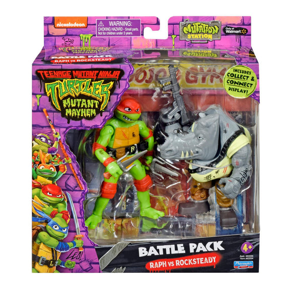 Teenage Mutant Ninja Turtles TMNT Mutant Mayhem Battle Pack - Raph vs Rocksteady