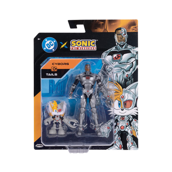 DC X Sonic The Hedgehog - 2.5 inch Tails as Cyborg & 5 inch Cyborg Action Figure
