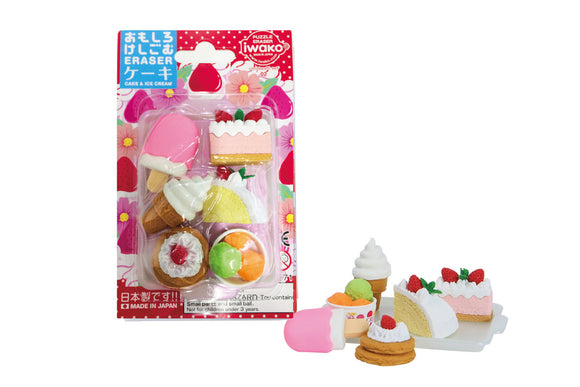 Iwako Japanese Puzzle Eraser - Cake & Ice Cream Erasers Pack